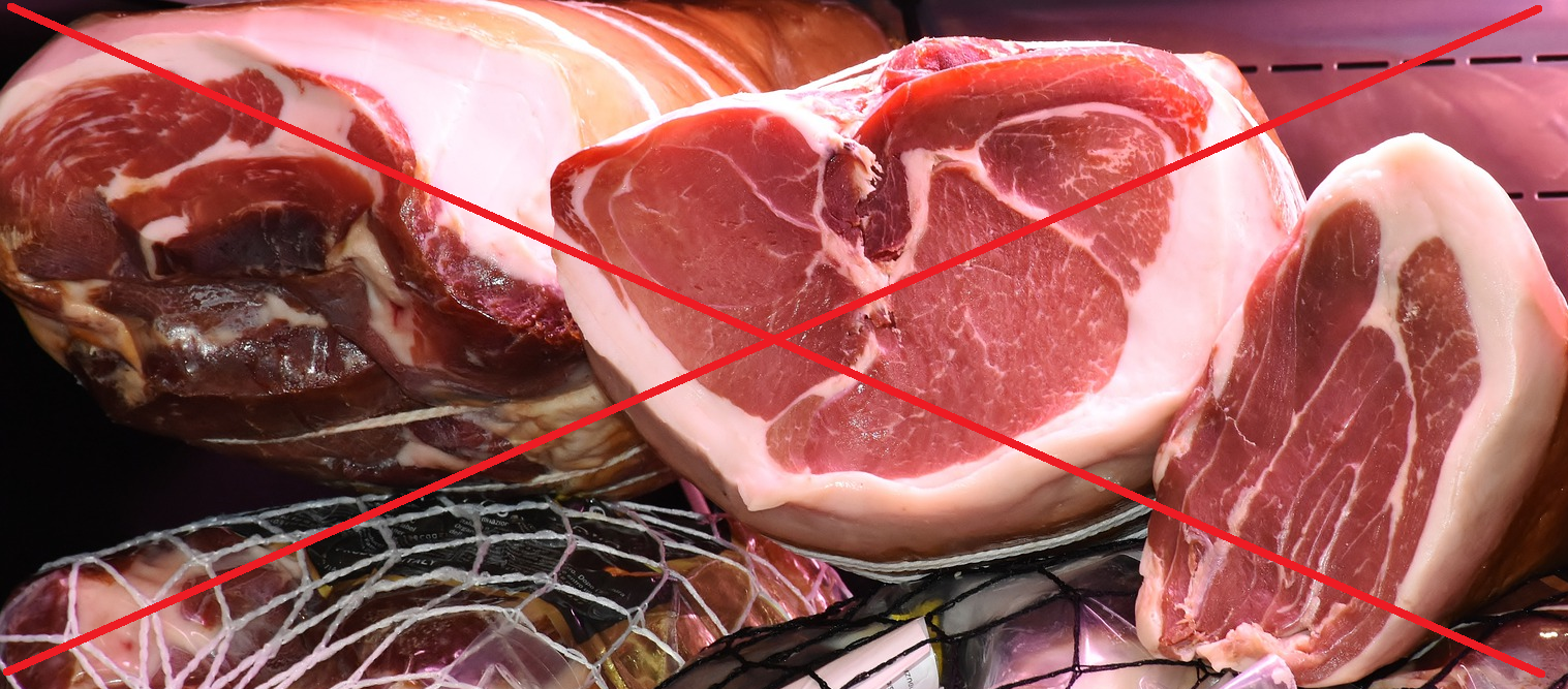 Vlees met een rood kruis erdoor